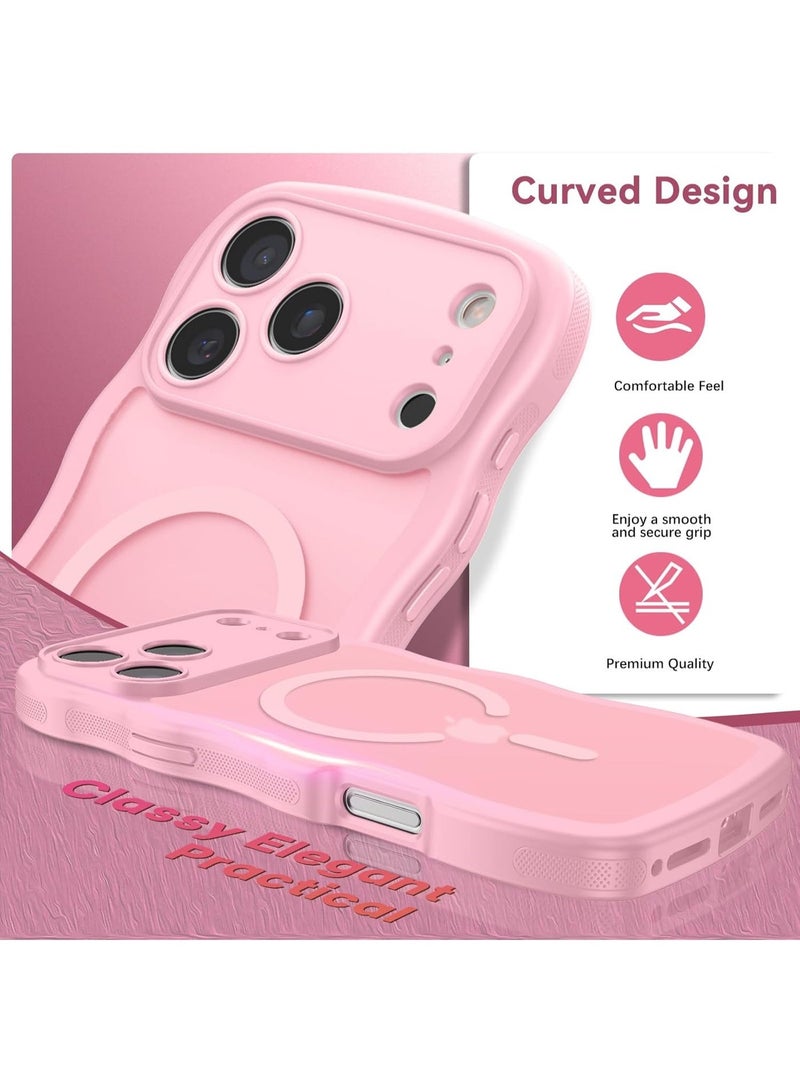 V.nice Magnetic for iPhone 17Pro Max Case, Cute Wavy Full Camera Protection [Compatible with MagSafe] Translucent Matte Anti-Slip Bumper Women Girls Boys Protective Cover - Image 3