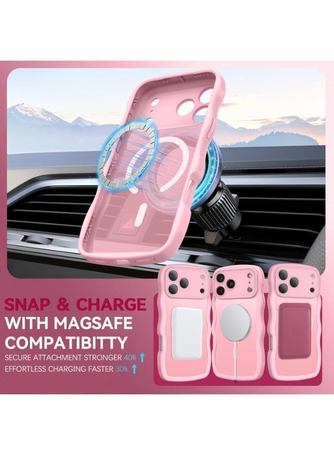 V.nice Magnetic for iPhone 17Pro Max Case, Cute Wavy Full Camera Protection [Compatible with MagSafe] Translucent Matte Anti-Slip Bumper Women Girls Boys Protective Cover - Image 5