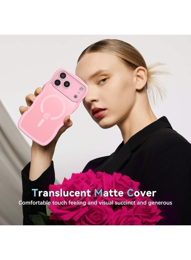 V.nice Magnetic for iPhone 17Pro Max Case, Cute Wavy Full Camera Protection [Compatible with MagSafe] Translucent Matte Anti-Slip Bumper Women Girls Boys Protective Cover - Image 4