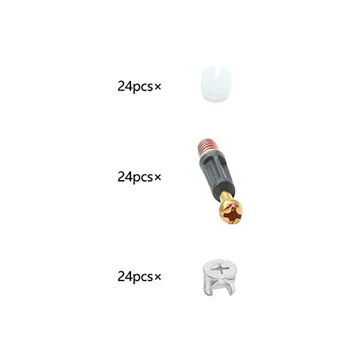Jersvimc 24 Set 35mm Cam Screw Cam Dowel for Furniture Connecting, 3 in 1 Cam Lock Nut Set 15mm Cam Connector Bolt Fitting Cabinet Pre-Inserted Nut for Drawer Dresser - Image 2