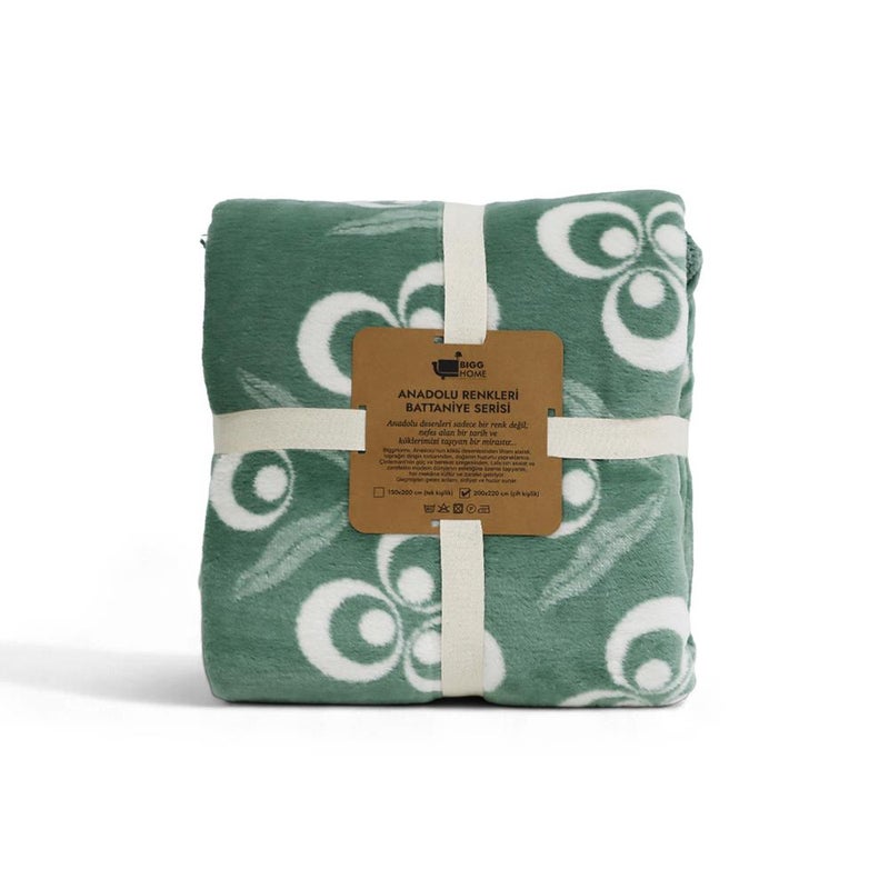 Bigghome Cintemani Green Single Blanket 150x200 cm | 60% Cotton, Soft & Breathable Fabric, Warm & Lightweight Throw Blanket for Bed, Sofa, or Living Room - Image 5