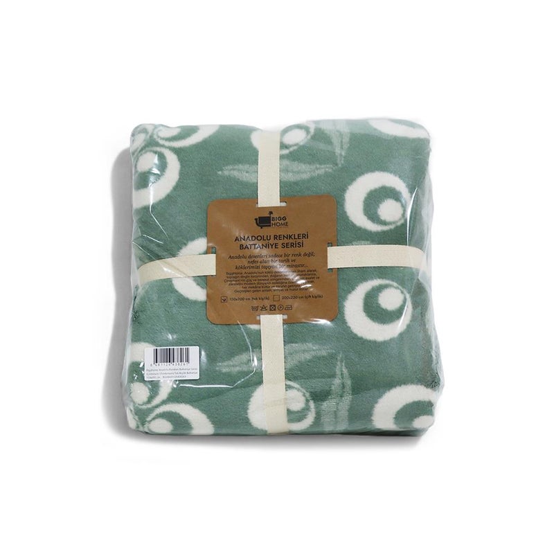 Bigghome Cintemani Green Single Blanket 150x200 cm | 60% Cotton, Soft & Breathable Fabric, Warm & Lightweight Throw Blanket for Bed, Sofa, or Living Room - Image 4