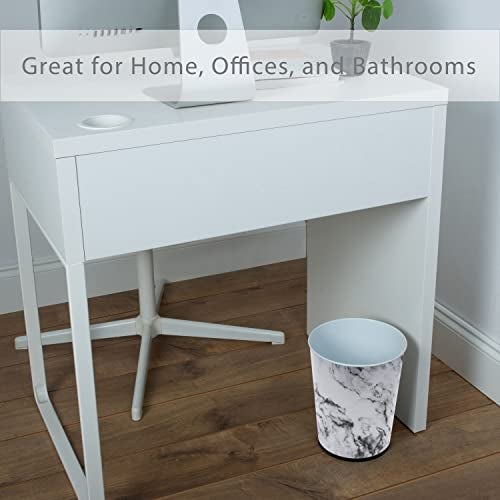 Bath Bliss 5 Liter Small Wastebasket | Round Open Top | Trash Can | Bathroom | Bedroom | Kitchen | Office | Dorm | Disposal Waste Bin | Garbage | Marble - Image 4