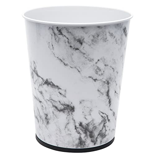Bath Bliss 5 Liter Small Wastebasket | Round Open Top | Trash Can | Bathroom | Bedroom | Kitchen | Office | Dorm | Disposal Waste Bin | Garbage | Marble - Image 1