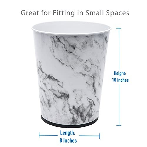 Bath Bliss 5 Liter Small Wastebasket | Round Open Top | Trash Can | Bathroom | Bedroom | Kitchen | Office | Dorm | Disposal Waste Bin | Garbage | Marble - Image 5