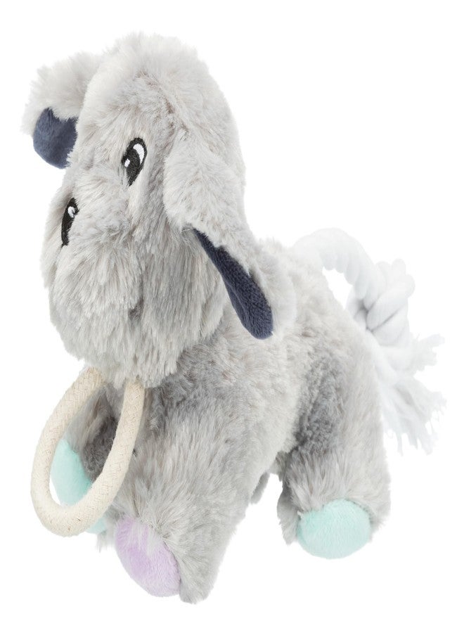 TRIXIE Junior Collection Plush Toy for Puppies, Soft Fabric Dog Toy with Rope and Built-in Squeaker, Ideal for Teething, Training, and Cuddling, Suitable for All Breeds - 24 cm (Grey) - Image 1