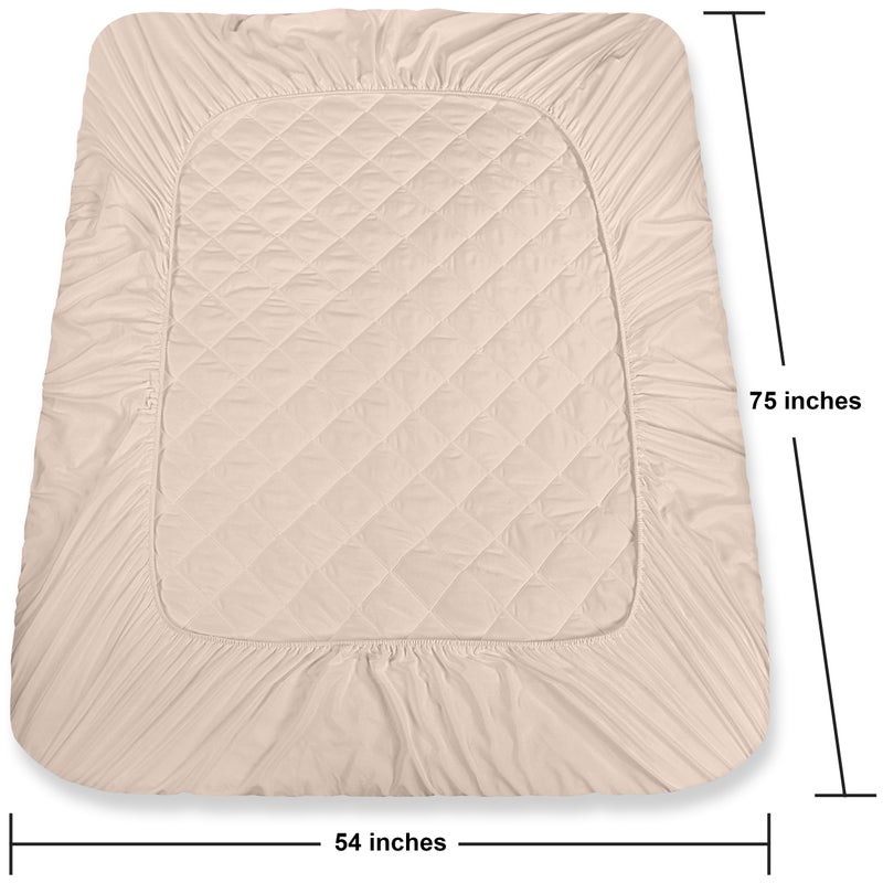Utopia Bedding يوتوبيا بييدينغ كويلتيد فيتيد ماتريس باد، فول سايز، إيلاستيك فيتيد ماتريس توبّر بروتيكتور آند كفر ستريتشز أب تو 16 إنش ديب، ماشين واشابل (بيج) - Image 4