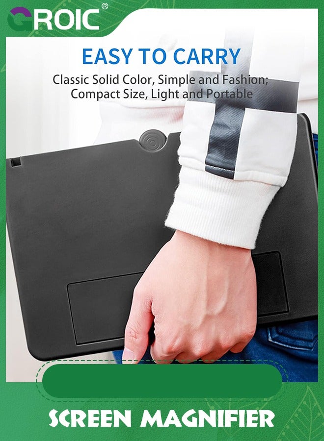 GROIC مكبر شاشة هاتف قابل للطي مقاس 12 بوصة باللون الأسود، هدية مكبرة لشاشة الهاتف المحمول عالية الدقة للأطفال الأكبر سنًا، مكبر فيديو ثلاثي الأبعاد مع تصميم سحب وحامل لحماية العين لجميع الهواتف الذكية - Image 5