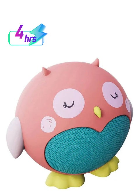 Owl Speaker / Unique Design / Built-in Microphone / 4-Hours Playtime / Multi-Speaker Pairing / Portable and Wireless- Pink
