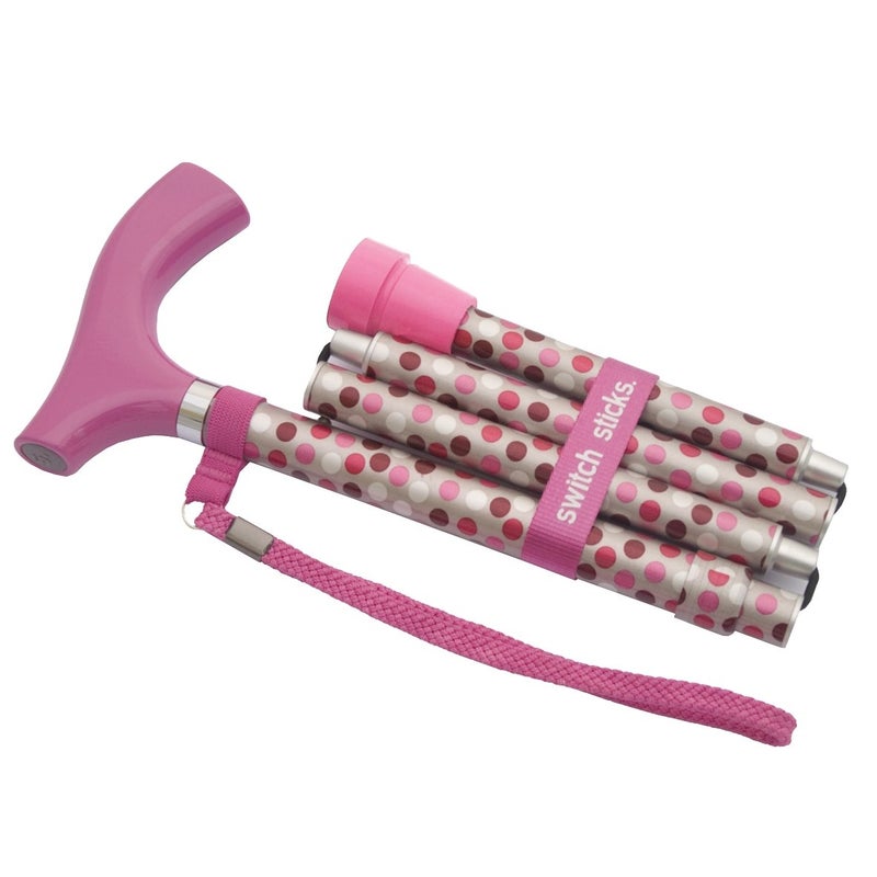 Switch Sticks Walking Cane for Men or Women, Foldable and Adjustable from 32-37 Inches, FSA and HSA Eligible, Hot Pink - Image 1