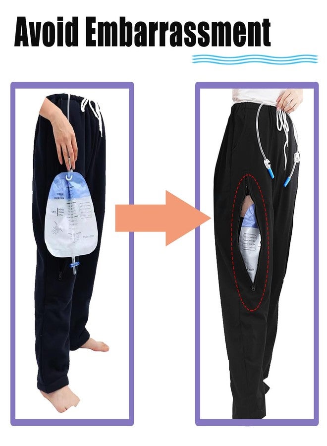 Lmaray Catheter Leg Pants Hold 2 Larger Urine Bags - Holder for Nephrostomy, Ostomy, Foley (XX-Large, Grey - Image 2