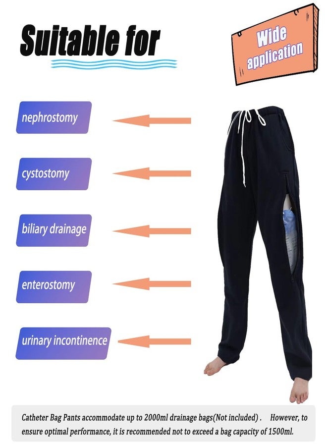 Lmaray Catheter Leg Pants Hold 2 Larger Urine Bags - Holder for Nephrostomy, Ostomy, Foley (XX-Large, Grey - Image 3
