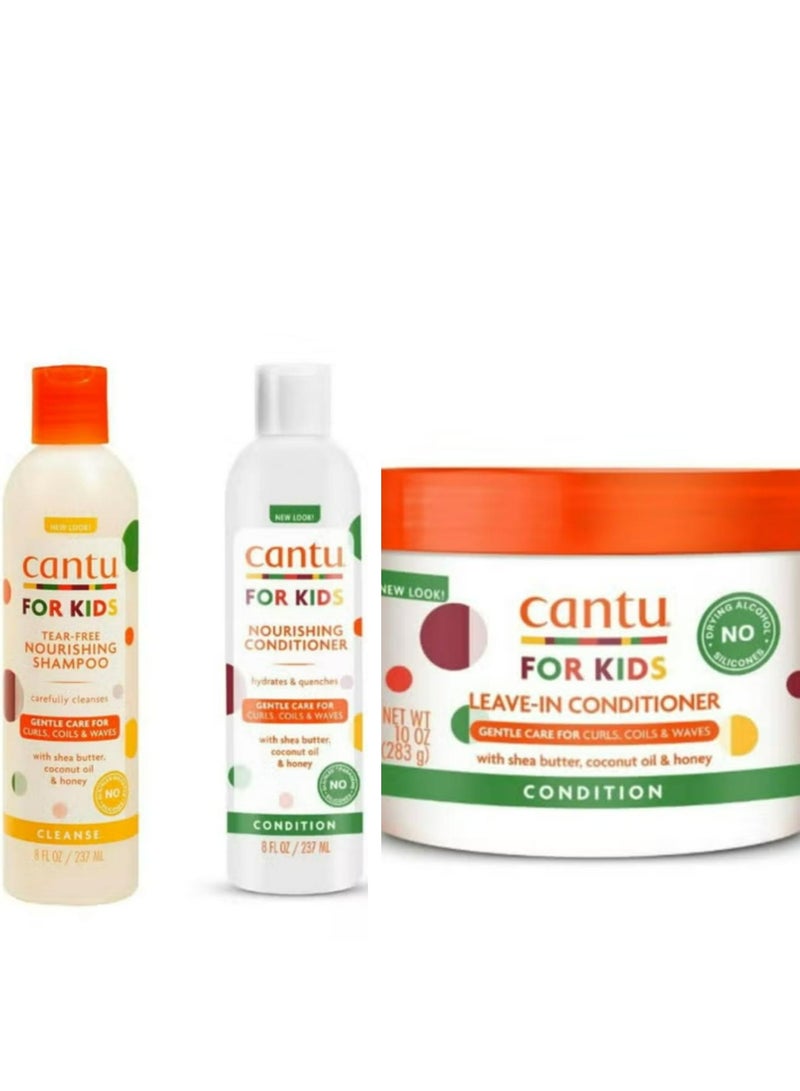 Cantu Care For Kids Nourishing Shampoo And Conditioner And Leave-In Conditioner 3 Pcs