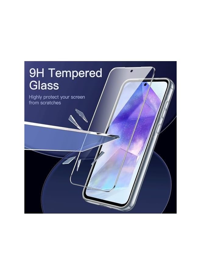 JETech 3 in 1 Case for Galaxy A55 5G, with 2-Pack Screen Protector, Tempered Glass Film, Shockproof Bumper Phone Protective Cover Clear Back (Clear) - Image 4
