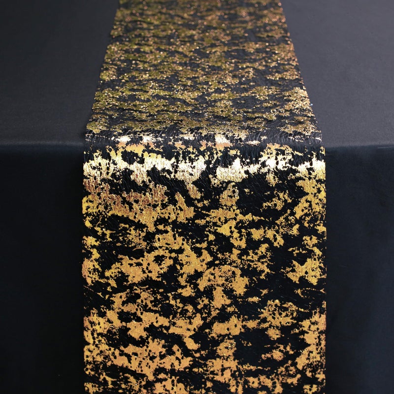 Snowkingdom 2 Pcs Black and Gold Table Runner, 11 x 108 Inch Gold Metallic Foil Glitter Runners for Party, Table Centerpieces Decorations for Birthday Wedding Graduation Fall Thanksgiving Christmas - Image 5