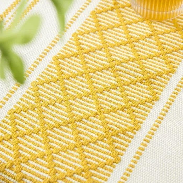 STONEMUNK Cotton Table Runner 13'' x 72'' Eco-Friendly Hand-Made Cotton Runner for Parties, Dining Table, Wedding, Boho Runner - (Yellow - T.R (Raj)) - Image 5