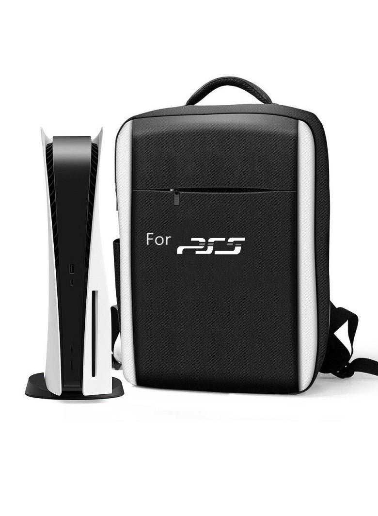 حقيبة حمل واقية لجهاز PS5 بحزام كتف لجهاز PlayStation 5، حقيبة واسعة السعة بتصميم بسيط مثالي لنقل وحدات التحكم والشاشات وسماعات الرأس وغيرها (باللون الأسود). - Image 1