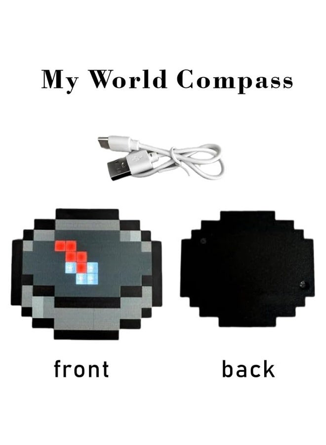 أورجنيزر سلسلة مفاتيح ماين كرافت - بوصلة بيكسل آرت - دعامة آر بي جي قابلة لإعادة الشحن بإضاءة LED للاعبين، لعبة عرض قابلة للتجميع مع وظيفة اللعب التظاهري - Image 5