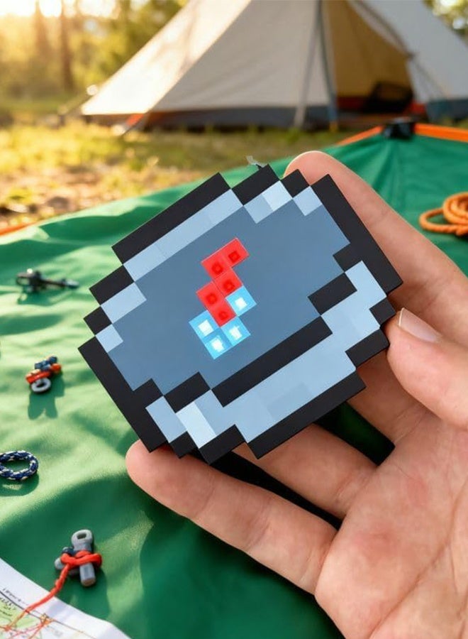 أورجنيزر سلسلة مفاتيح ماين كرافت - بوصلة بيكسل آرت - دعامة آر بي جي قابلة لإعادة الشحن بإضاءة LED للاعبين، لعبة عرض قابلة للتجميع مع وظيفة اللعب التظاهري - Image 2