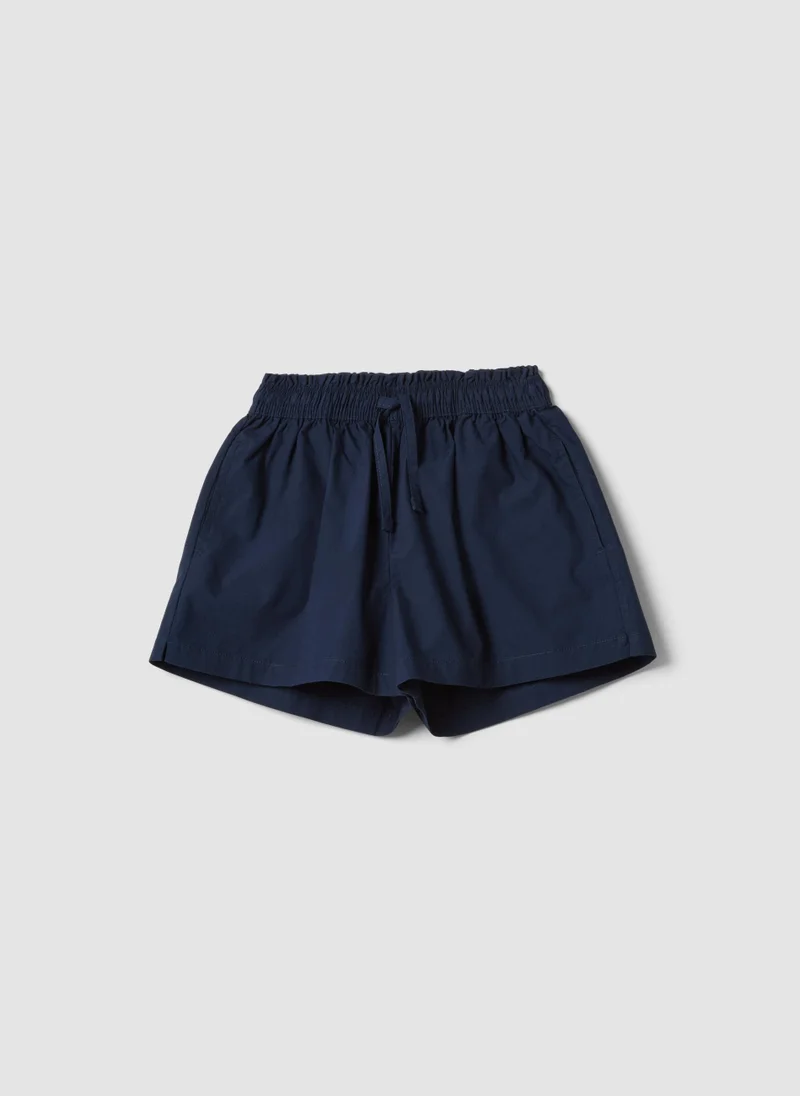 او في اس OVS Blue Pure Cotton Shorts With Elasticated Waistband