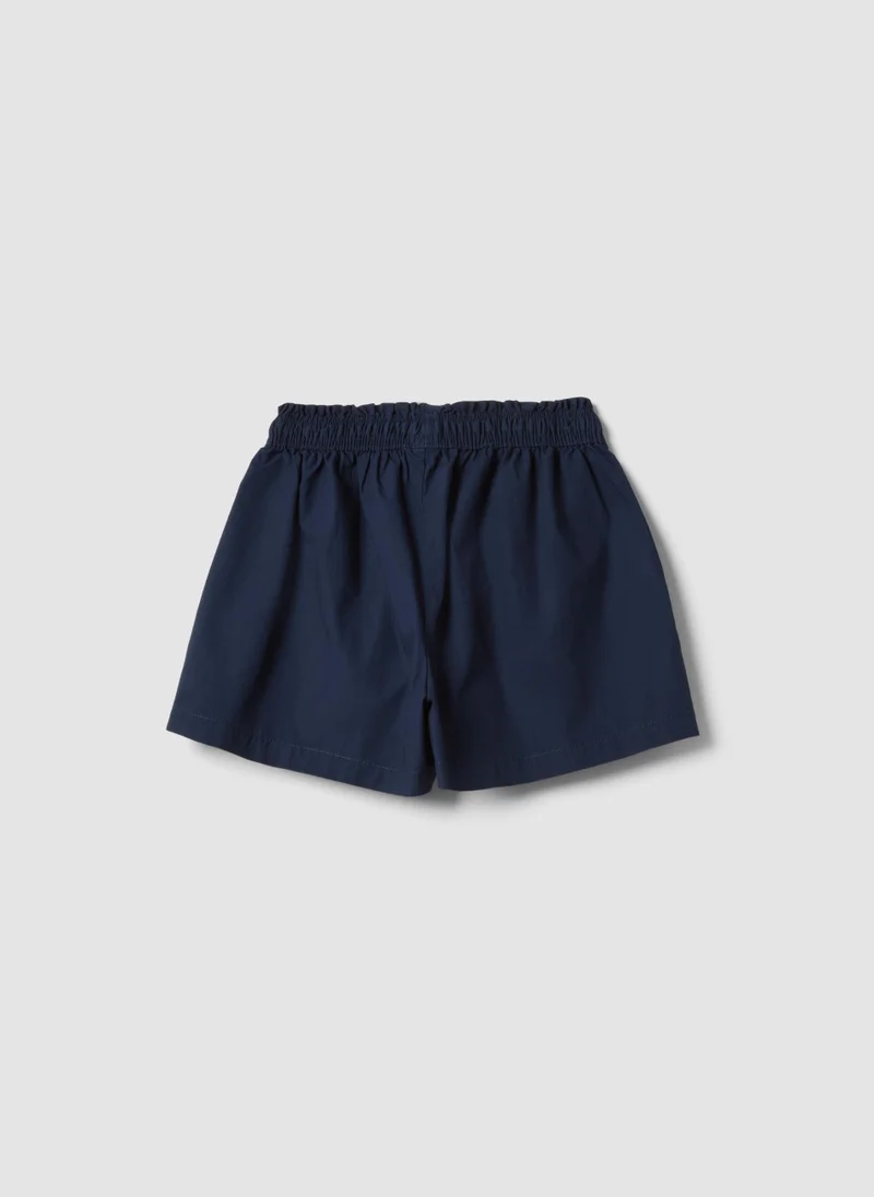 او في اس OVS Blue Pure Cotton Shorts With Elasticated Waistband