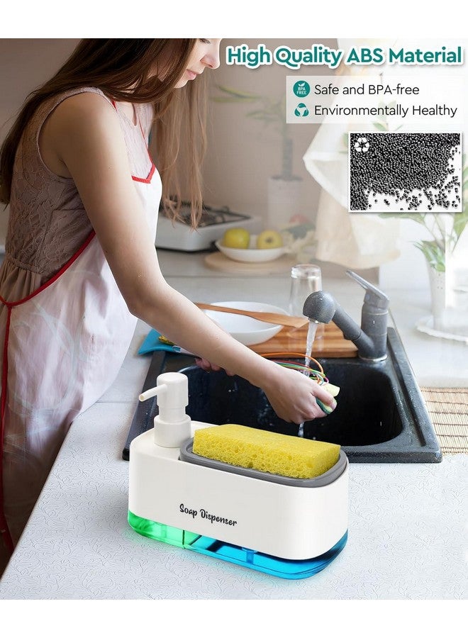 MeRaYo Plastic Soap Dispenser For Kitchen Handwash Dispenser & Dish Wash Dispenser Liquid Soap Dispenser For Kitchen Sink With Sponge Holder, White - Image 5