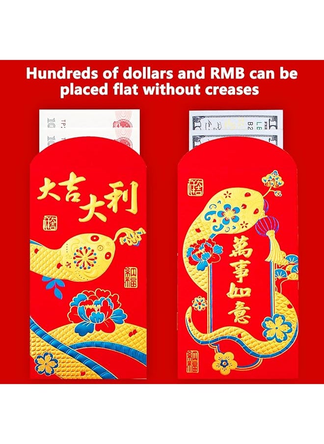 erorex - 2025 Snake Year Chinese Red Envelopes 36Pcs Chinese New Year Bronzing Red Envelopes Hong Bao Lai See Red Packets Lucky Money Envelope For Spring Festival Wedding Birthday Colorful 6 Styles - Image 1