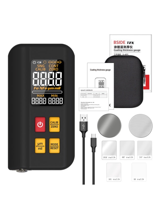 BSIDE T2X Paint Thickness Gauge Coating Thickness Gauge Colour Screen Rechargeable Paint Thickness Gauge Used Car Paint Thickness Tester Paint Depth Gauge Iron, Aluminium and Zinc Coating Thickness Gauge - Image 1