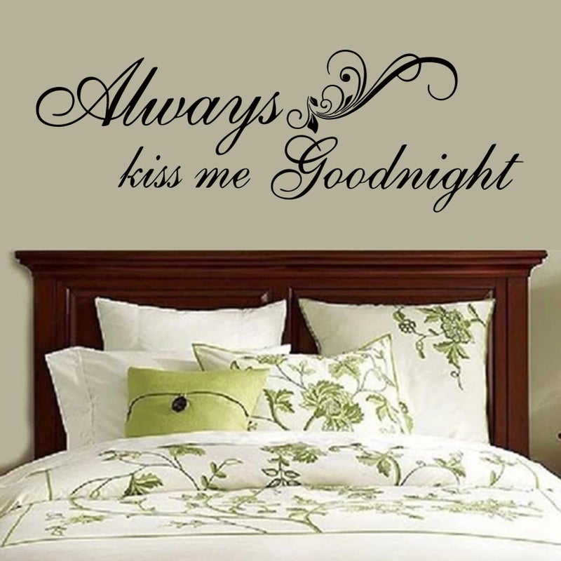 SEATUNE Always Kiss Me Goodnight Wall Stickers - Bedroom Wall Decals - Romantic Marriage Couples Quotes Inspirational Love Family Bathroom Bed Home Vinyl Art Wall Decor 48""X16"" - Image 4