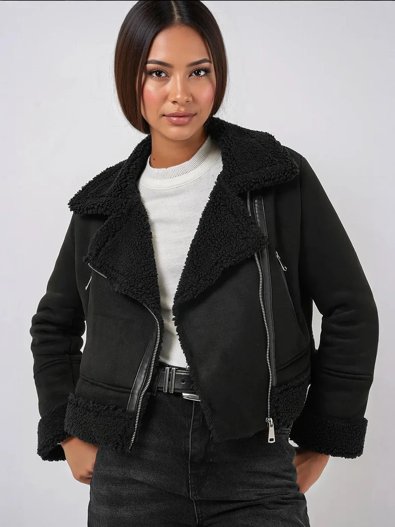 BIG DART BDART Faux Leather Fitted Jacket with Shawl Collar