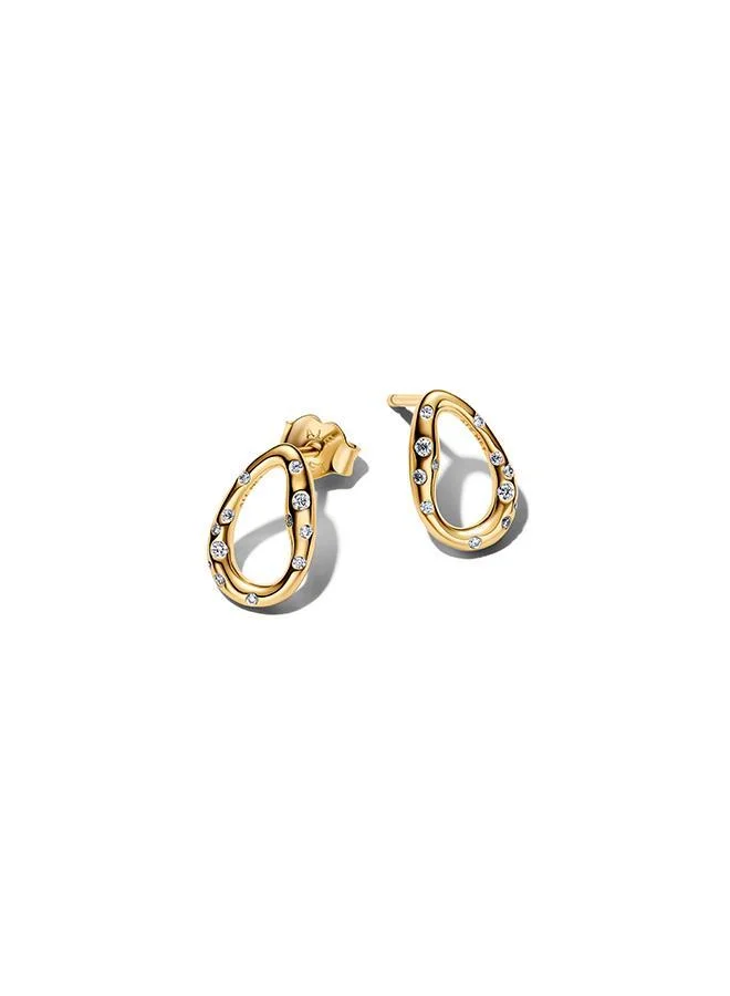 Organically Shaped Stone-Set Oval Stud Earrings