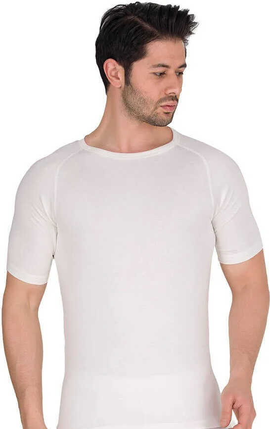 بيراك Thermal Men's Crew Neck Short Sleeve Undershirt Tights Underwear Set