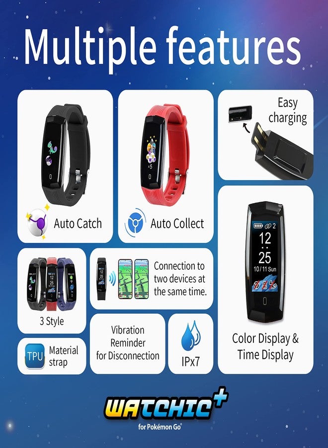 Brook Pocket Auto Catch Watchic Plus - Dual Accounts Auto Catcher, IPX7 Waterproof, 0.96 inch Color Display, for Pocket Monster go Catcher Accessory (Black) - Image 3