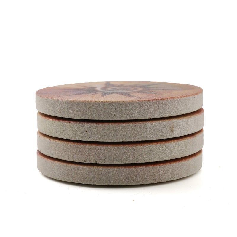 ثيريستي ستون Strstystone Sulal Sun Natural Streosts Coaster 4 Pack Eco-Firedly Extorbsent بسهولة تنظيف - Image 5