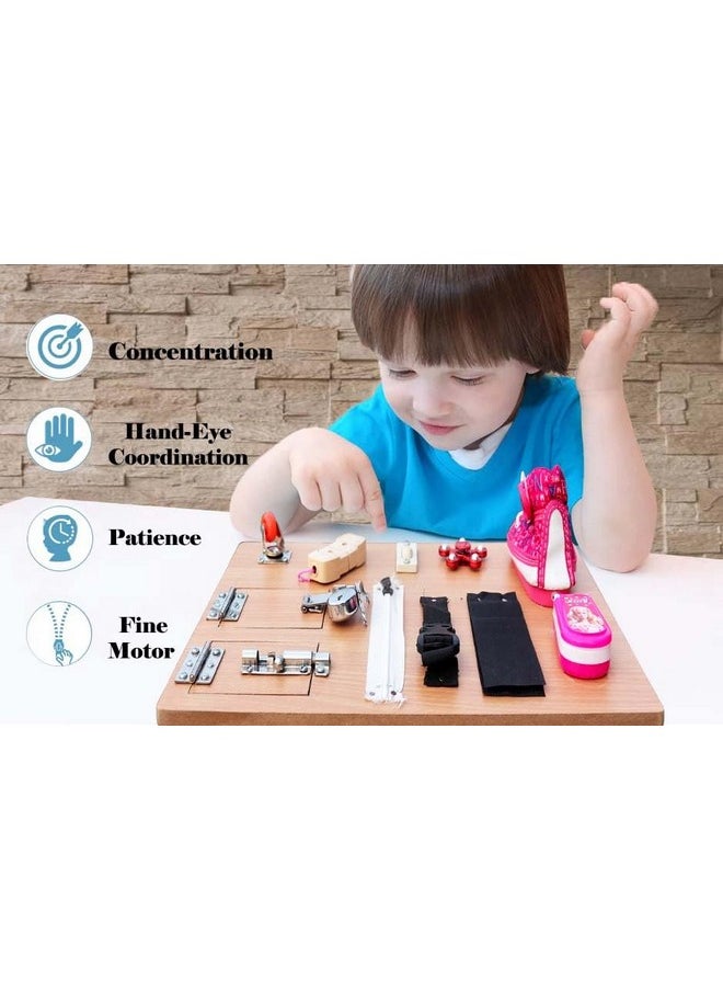 HomeCute Homecute Montessori Busy Board for Toddlers, Toys for Early Learning & and Develop Basic Skills, Educational Sensory Board Travel Toys for Airplane or Car for Kids (Large)  - Image 3
