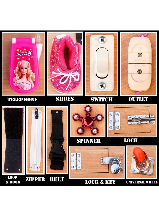 HomeCute Homecute Montessori Busy Board for Toddlers, Toys for Early Learning & and Develop Basic Skills, Educational Sensory Board Travel Toys for Airplane or Car for Kids (Large)  - Image 2