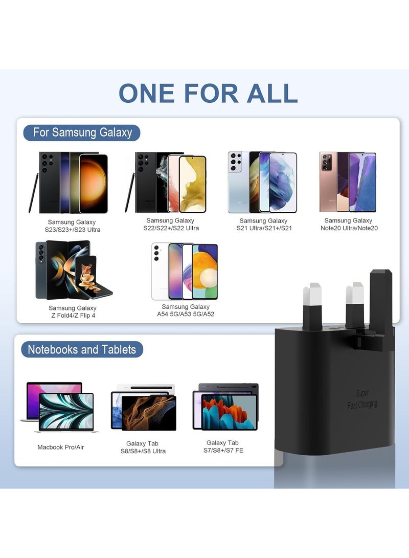 شاحن شحن USB C فائق السرعة بقدرة 45 وات - متوافق مع S24 S23 S22 S21 S20 Ultra، S24+ S23+ S22+ S21+، A53، A15، A 55، A54 - محول طاقة من النوع C، - Image 4