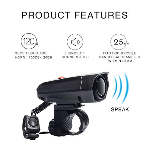 Coolrunner Bike Horn, Ultra Loud Electric Bicycle Bell 6 Modes, Cycling Handlebar Ring Alarm Bells with Free Screwdriver for Kid's Bike, Road Bike, Mountain Bike(100-120 DB) - Image 2
