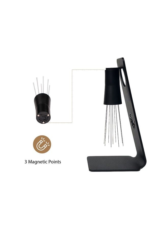 MiiCoffee WDT Tool, Magnetic Coffee Stirrer 0.4mm 9 Installed Pins + 0.25mm 9 Extra Needles for Espresso Distribution Tool with Metal Stand for Barista Espresso (Black) - Image 3