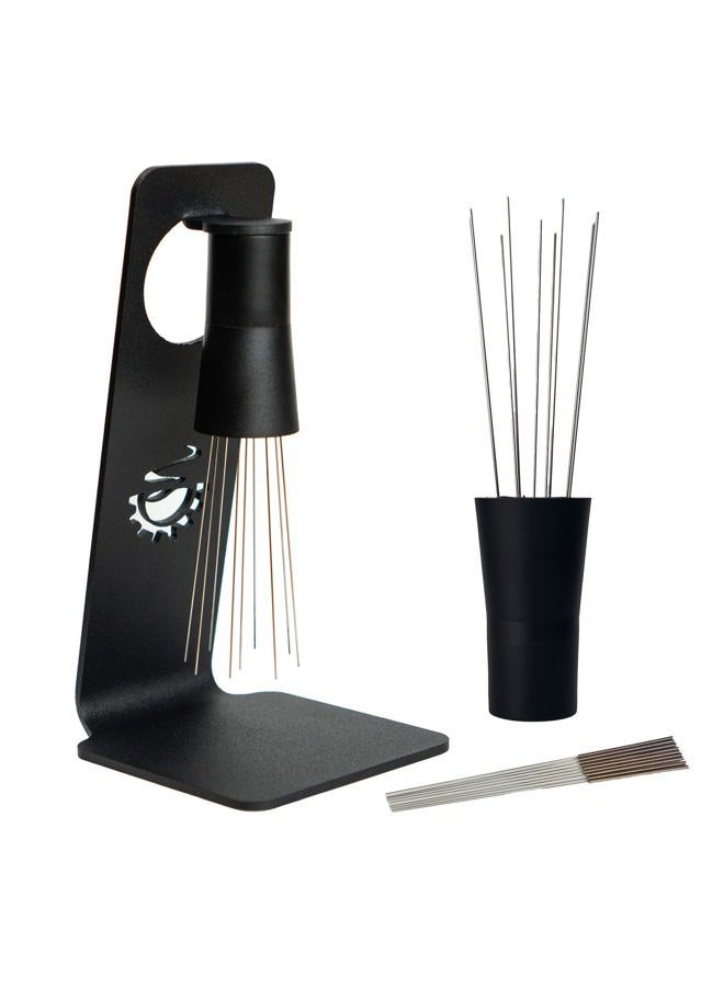 MiiCoffee WDT Tool, Magnetic Coffee Stirrer 0.4mm 9 Installed Pins + 0.25mm 9 Extra Needles for Espresso Distribution Tool with Metal Stand for Barista Espresso (Black) - Image 1