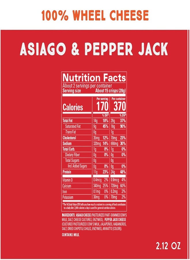 Whisps Cheese Crisps Asiago & Pepper Jack | Protein Chips | Healthy Snacks | Protein Snacks, Gluten Free, High Protein, Low Carb Keto Food (2.12 Oz, 6 Pack) - Image 3