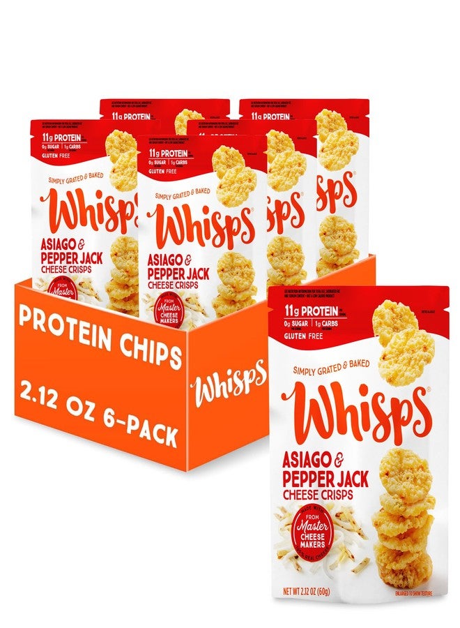 Whisps Cheese Crisps Asiago & Pepper Jack | Protein Chips | Healthy Snacks | Protein Snacks, Gluten Free, High Protein, Low Carb Keto Food (2.12 Oz, 6 Pack) - Image 1