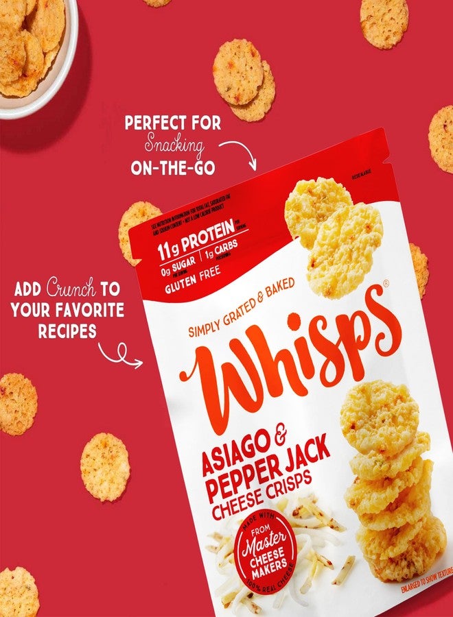 Whisps Cheese Crisps Asiago & Pepper Jack | Protein Chips | Healthy Snacks | Protein Snacks, Gluten Free, High Protein, Low Carb Keto Food (2.12 Oz, 6 Pack) - Image 4