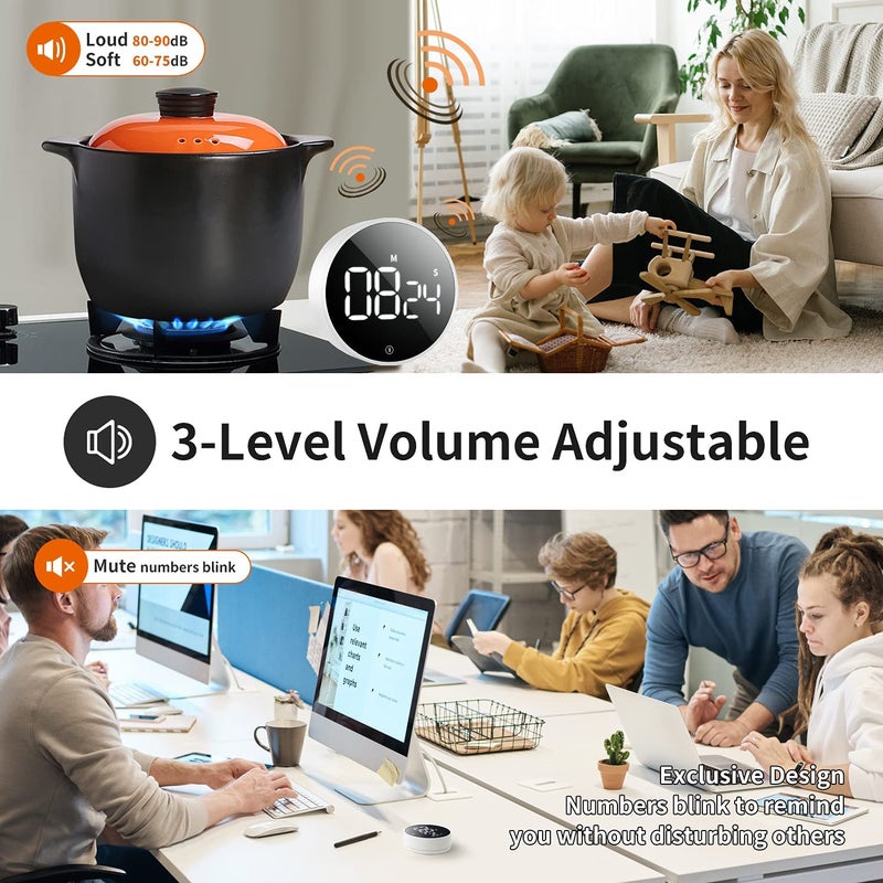 PROXIN Kitchen Timer Magnetic Countdown Timer Volume Adjustable Large LED Display Digital Timer for Food Cooking Study Classroom Fitness One Button Operation for Kids Adults and Elderly - Image 4