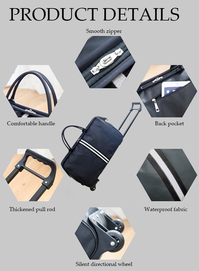 DUNISO 2in1 Suitcase for Men and Women, Large Capacity Handbag with Adjustable Pull Rod Portable Luggage Trolley Travel Bag Multi-pocket Trolley Backpacks for Business Travel - Image 3