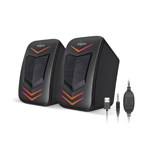 FINGERS RGB-FunBeats USB Multimedia Speaker (2.0 Channel | Sleek Design with RGB Lights | Powerful Bass | in-line Controller) - Image 1