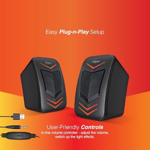 FINGERS RGB-FunBeats USB Multimedia Speaker (2.0 Channel | Sleek Design with RGB Lights | Powerful Bass | in-line Controller) - Image 5