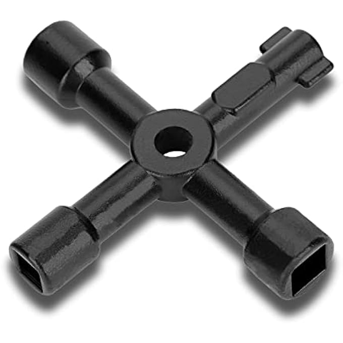 4-WAY MULTI-FUNCTIONAL UTILITIES ZINC ALLOY KEY RADIATOR KEY BLEED TRIANGLE/SQUARE UNIVERSAL CROSS TRIANGLE KEY FOR TRAIN ELEVATOR CABINET VALVE OPENING - Image 1