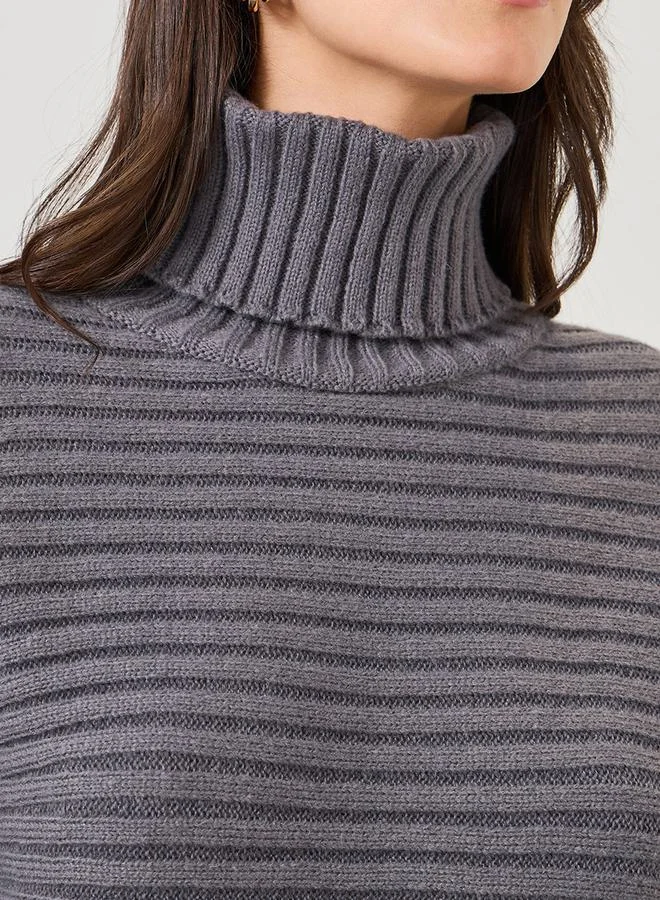 ستايلي Regular Fit Chunky Knit Ribbed Turtle Neck Sweater