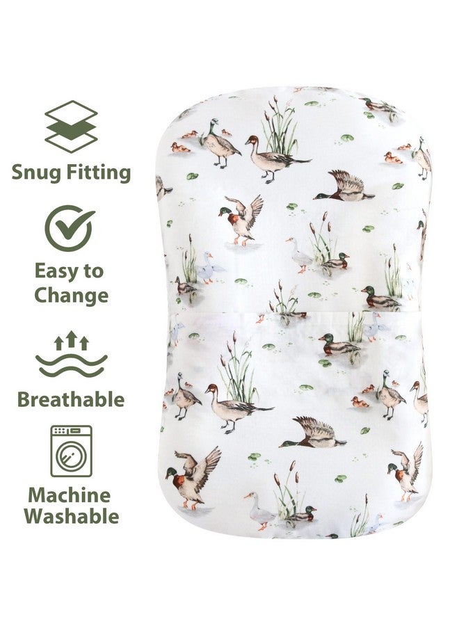 LifeTree Muslin Baby Lounger Cover Neutral, Newborn Slipcover Lounger Cover for Boys Girls Infant, Soft 70% Viscose from Bamboo and 30% Cotton, Cover Only, MallardDuck Pattern - Image 1